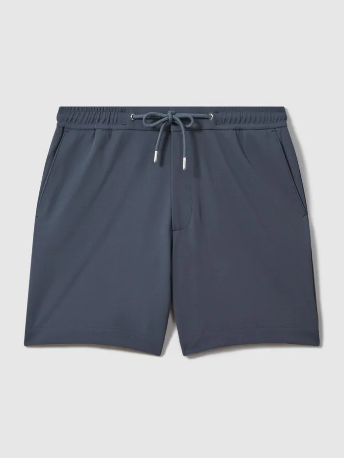Men Reiss Shorts Newmark Textured Drawstring Shorts Airforce Blue
