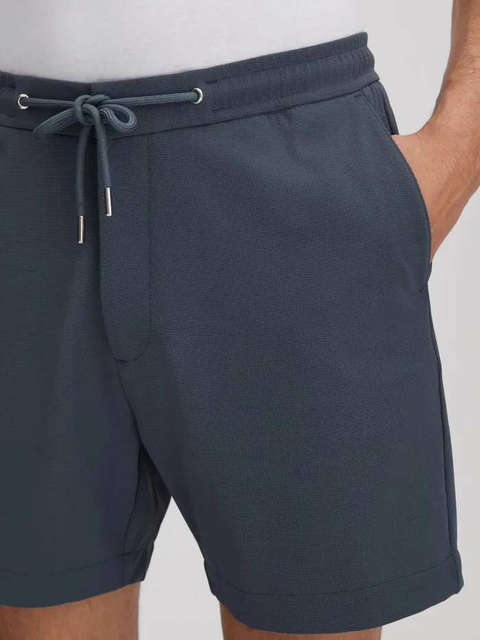 Men Reiss Shorts Newmark Textured Drawstring Shorts Airforce Blue