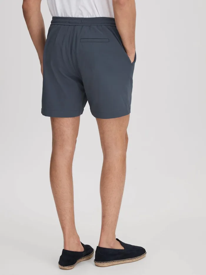 Men Reiss Shorts Newmark Textured Drawstring Shorts Airforce Blue