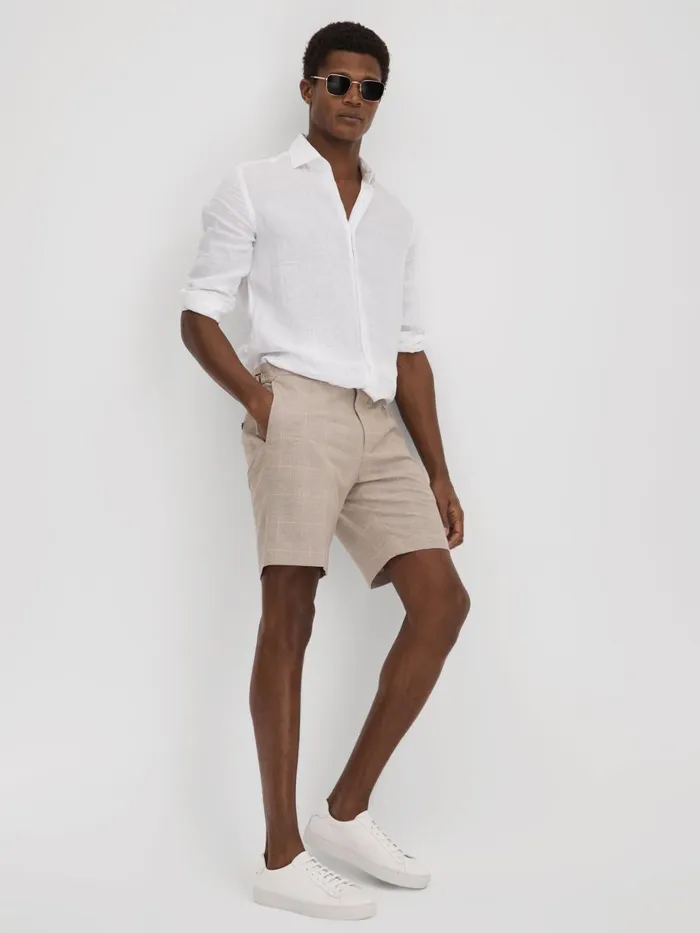 Men Reiss Shorts Send Check Side Adjuster Shorts Oatmeal