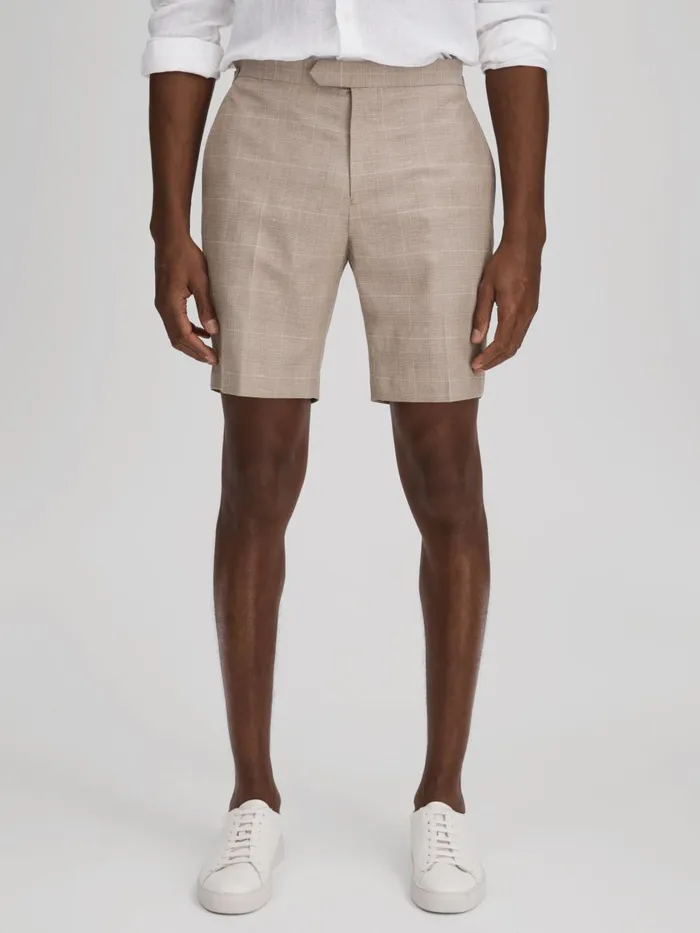 Men Reiss Shorts Send Check Side Adjuster Shorts Oatmeal
