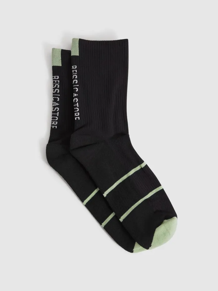 Men Reiss Socks and Underwear Axel Castore Ribbed Crew Cut Socks Onyx Black