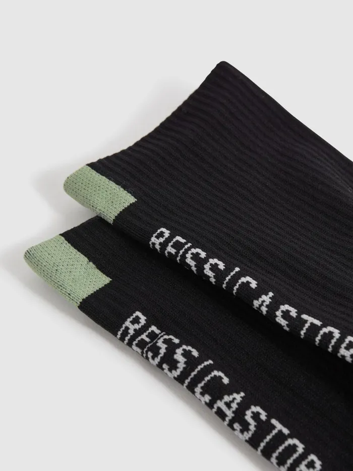 Men Reiss Socks and Underwear Axel Castore Ribbed Crew Cut Socks Onyx Black