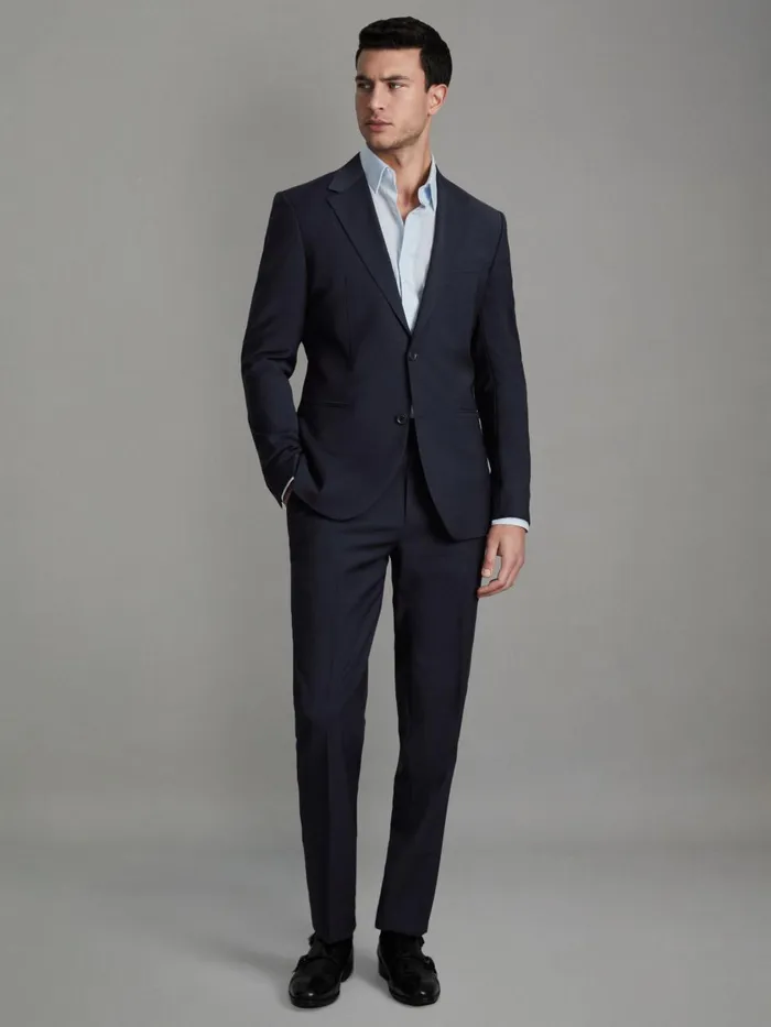 Men Reiss Suits and Tailoring Hope Modern Fit Wool Blend Trousers Navy