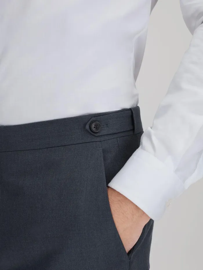 Men Reiss Suits and Tailoring Humble Slim Fit Wool Side Adjuster Trousers Airforce Blue