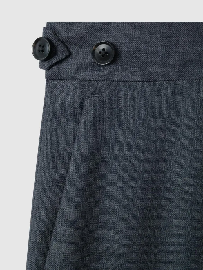 Men Reiss Suits and Tailoring Humble Slim Fit Wool Side Adjuster Trousers Airforce Blue