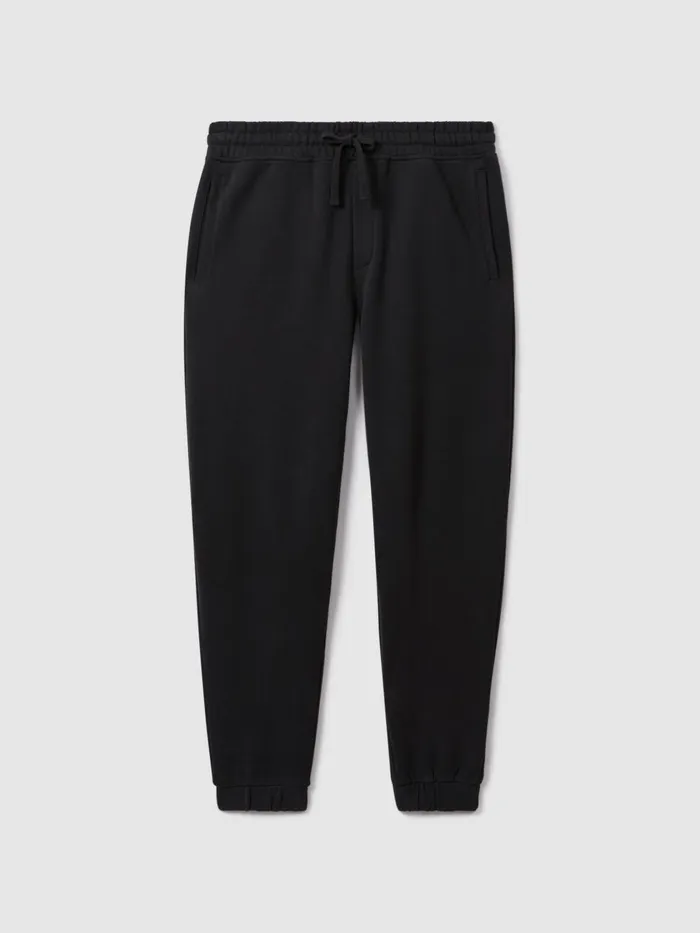 Men Reiss Sweats Hoodies and Joggers Ali Fleece Lined Cotton Joggers Washed Black