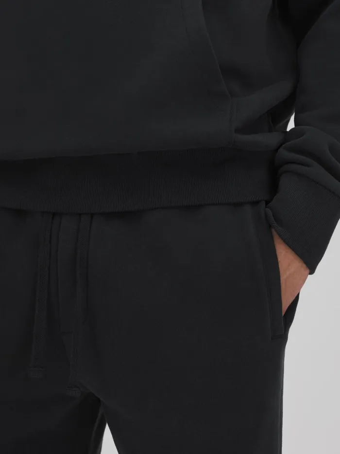 Men Reiss Sweats Hoodies and Joggers Ali Fleece Lined Cotton Joggers Washed Black