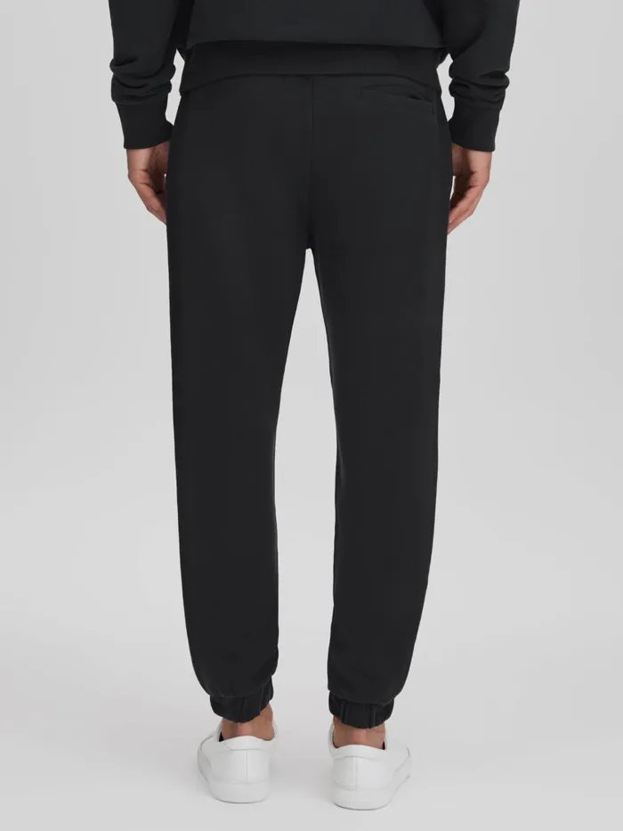 Men Reiss Sweats Hoodies and Joggers Ali Fleece Lined Cotton Joggers Washed Black