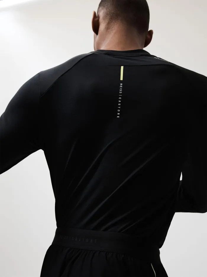 Men Reiss Sweats Hoodies and Joggers Kash Castore Performance Long Sleeve Top Onyx Black