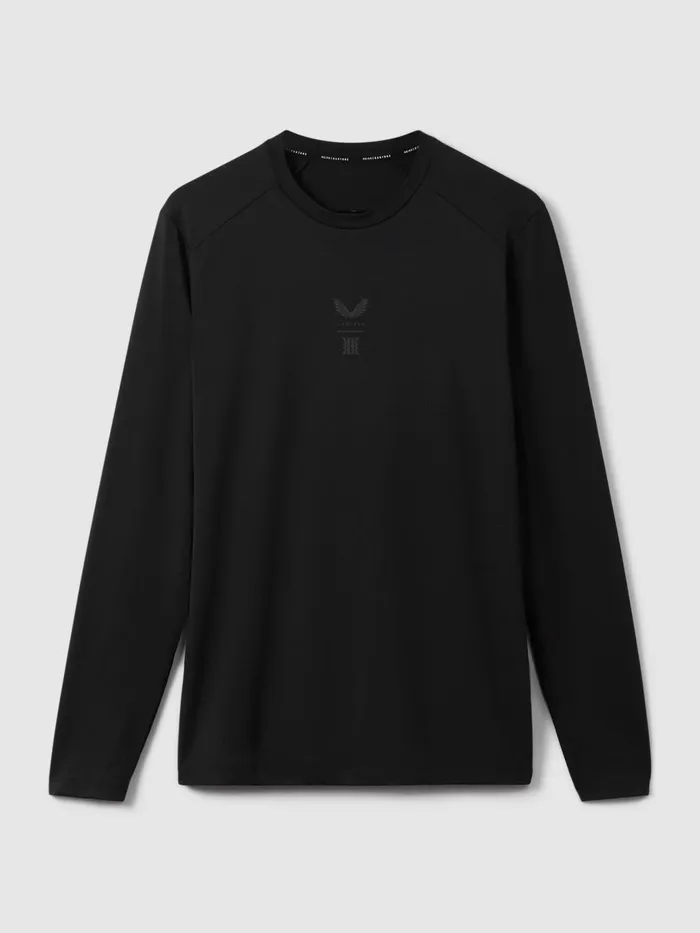 Men Reiss Sweats Hoodies and Joggers Kash Castore Performance Long Sleeve Top Onyx Black