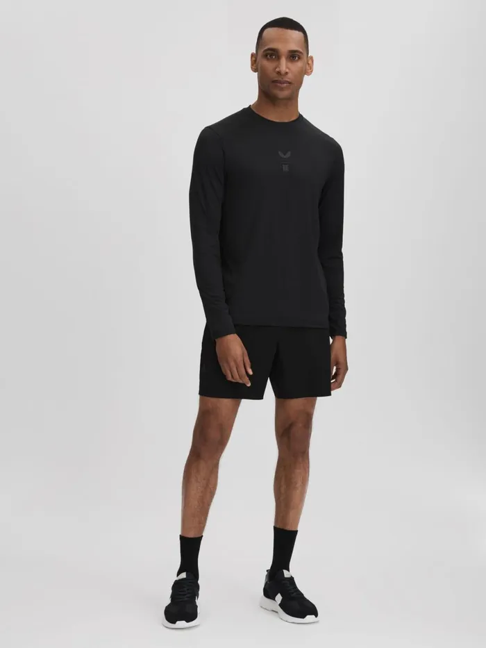 Men Reiss Sweats Hoodies and Joggers Kash Castore Performance Long Sleeve Top Onyx Black