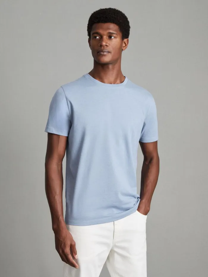 Men Reiss TShirts Bless Marl Crew Neck TShirt Delph Blue Melange