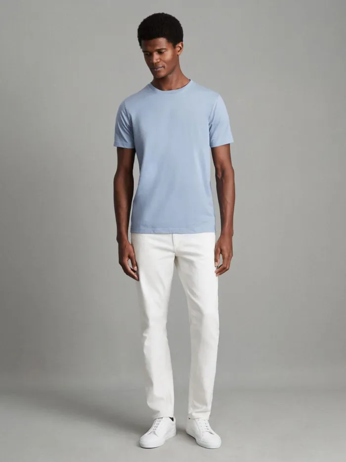 Men Reiss TShirts Bless Marl Crew Neck TShirt Delph Blue Melange