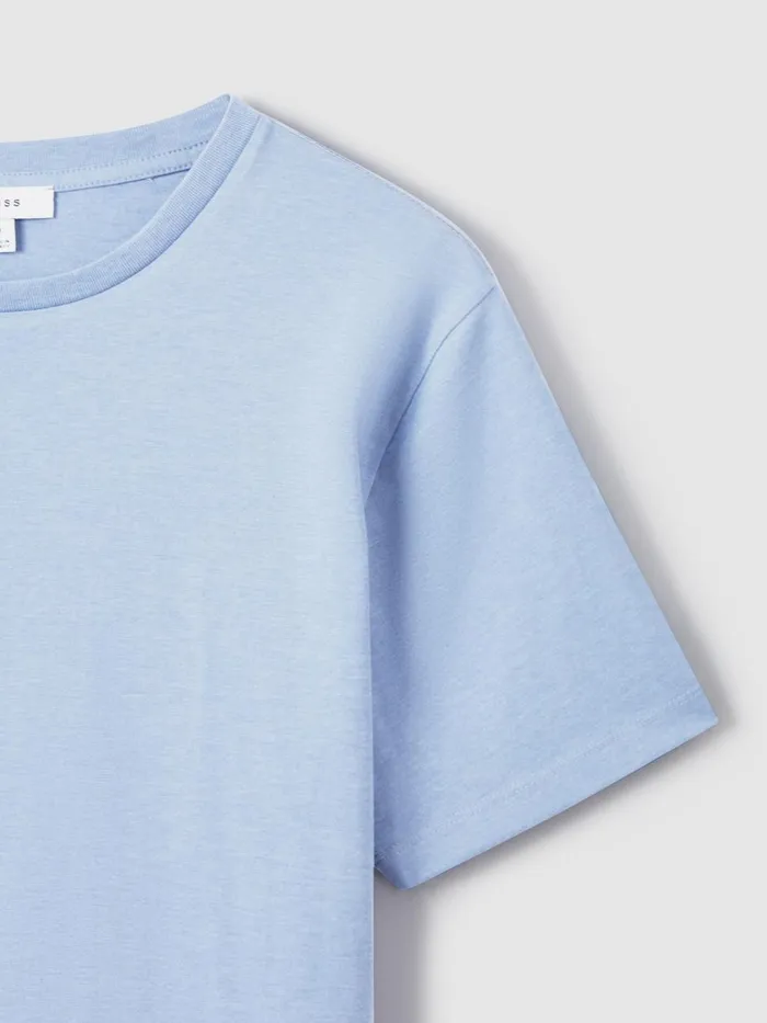 Men Reiss TShirts Bless Marl Crew Neck TShirt Delph Blue Melange