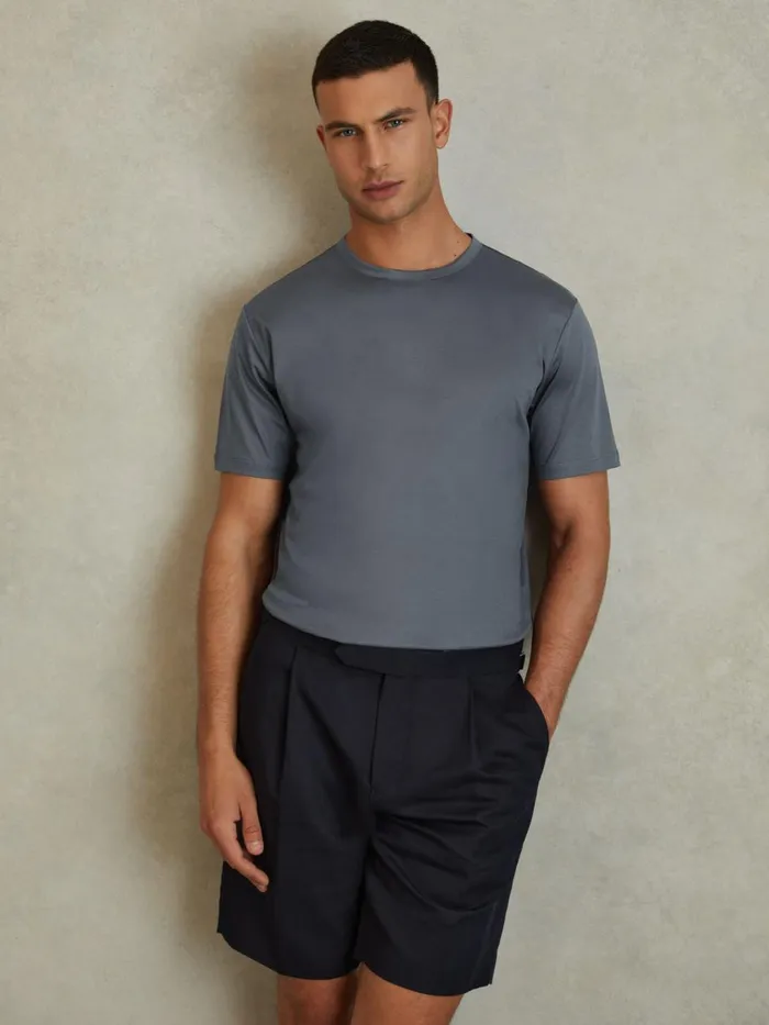Men Reiss TShirts Capri Cotton Crew Neck TShirt Airforce Blue
