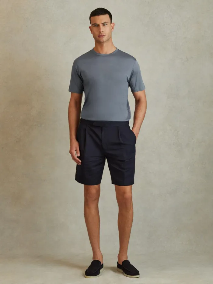 Men Reiss TShirts Capri Cotton Crew Neck TShirt Airforce Blue