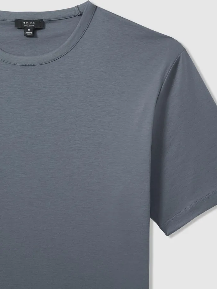 Men Reiss TShirts Capri Cotton Crew Neck TShirt Airforce Blue