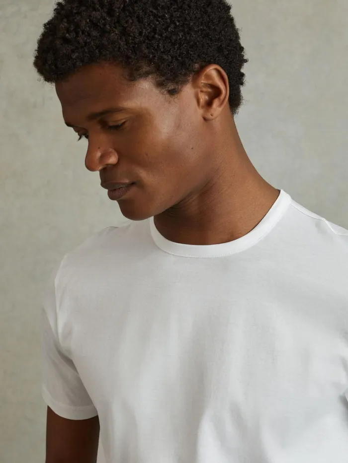 Men Reiss TShirts Caspian Mercerised Crew Neck TShirt White