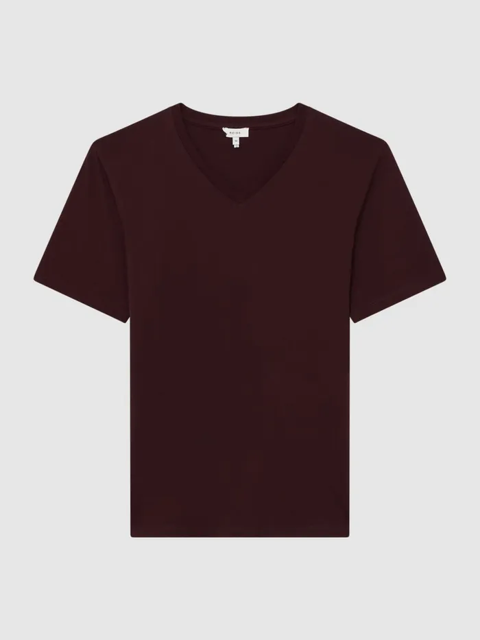 Men Reiss TShirts Dayton Cotton VNeck TShirt Bordeaux