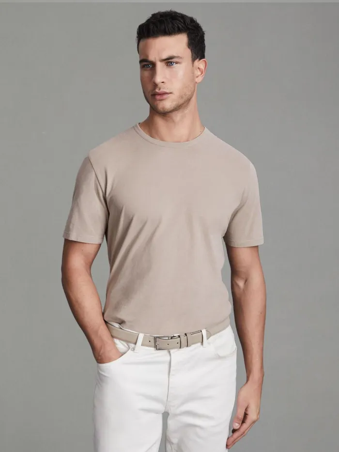 Men Reiss TShirts Melrose Cotton Crew Neck TShirt Mink