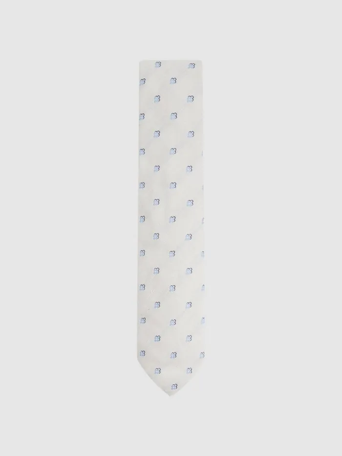 Men Reiss Ties and Pocket Squares Francesco Silk Blend Textured Floral Print Tie Cream Men Reiss Ties and Pocket Squares Francesco Silk Blend Textured Floral Print Tie Cream
