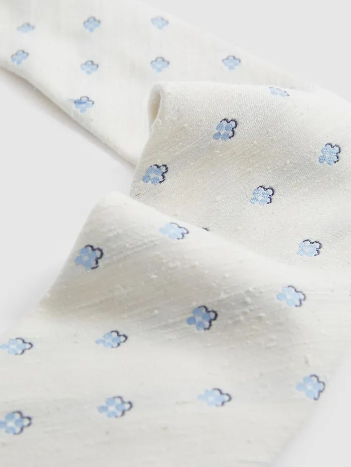 Men Reiss Ties and Pocket Squares Francesco Silk Blend Textured Floral Print Tie Cream