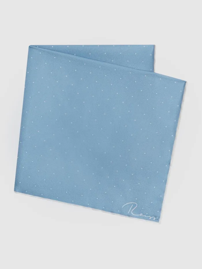 Men Reiss Ties and Pocket Squares Liam Polka Dot Silk Pocket Square Blue