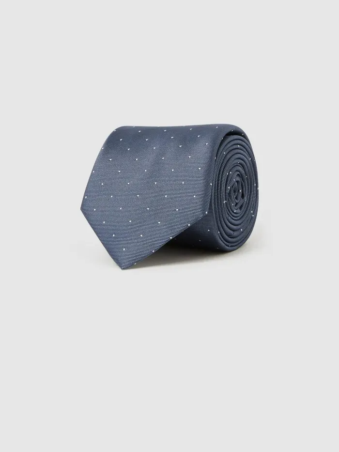 Men Reiss Ties and Pocket Squares Liam Polka Dot Silk Tie Airforce Blue