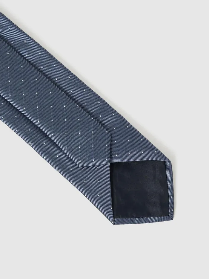 Men Reiss Ties and Pocket Squares Liam Polka Dot Silk Tie Airforce Blue