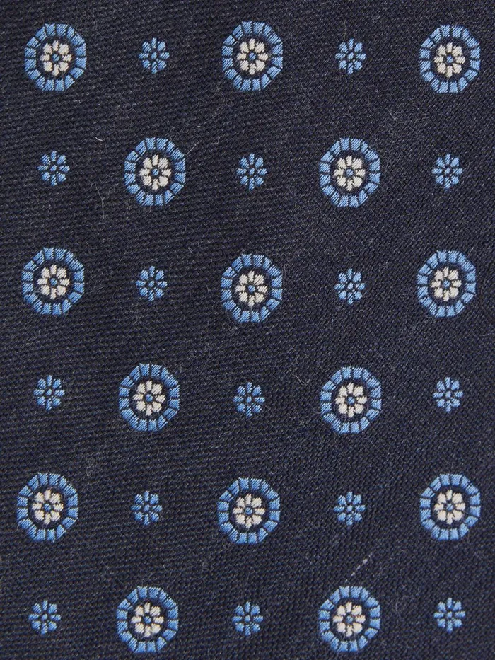 Men Reiss Ties and Pocket Squares Orvieto Cotton Silk Medallion Design Tie Navy