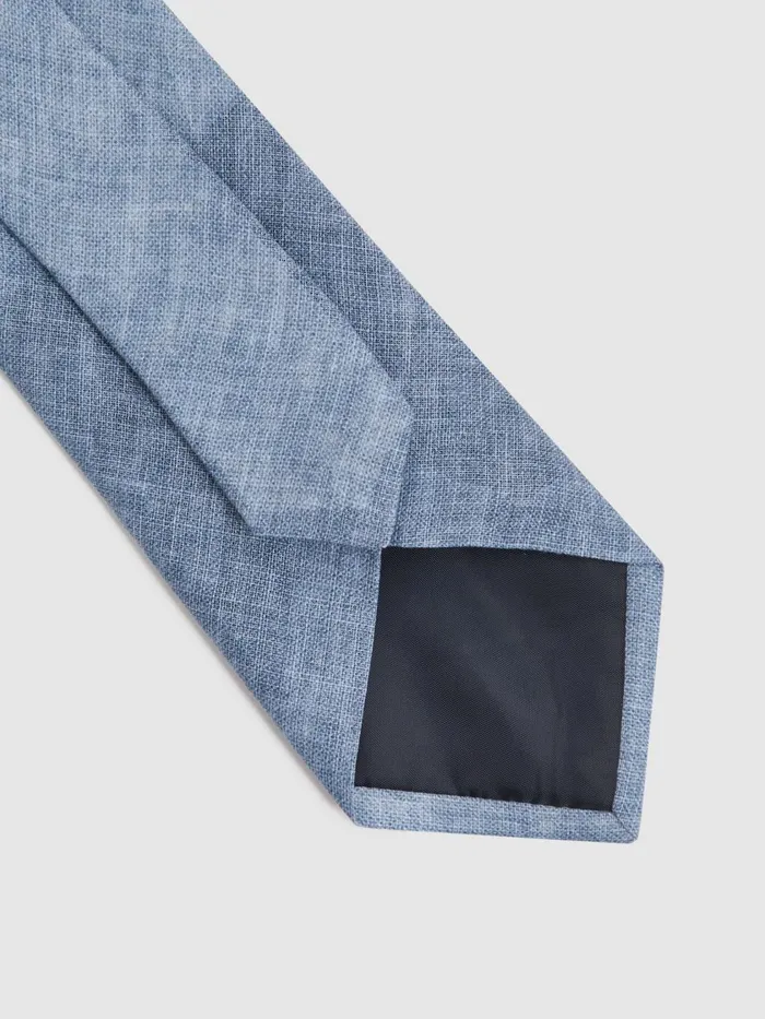 Men Reiss Ties and Pocket Squares Vitali Linen Tie Denim Melange