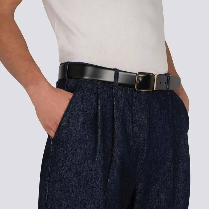 Men Reversible And Adjustable Black And Brown Leather Belt Santoni Belts