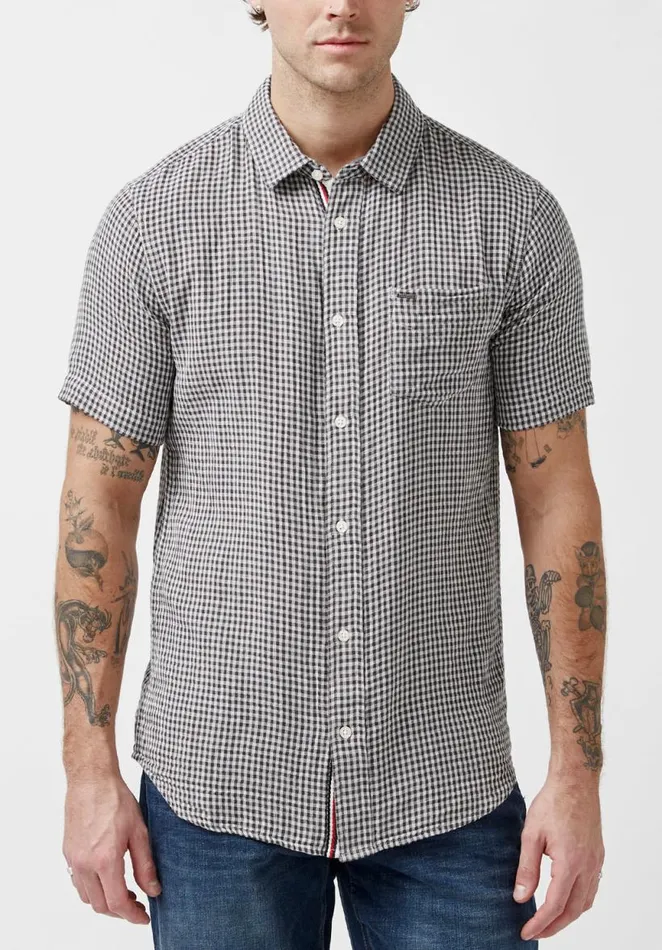 Men Saint Charcoal ShortSleeve Mens Shirt Charcoal Buffalo David Bitton Shirts