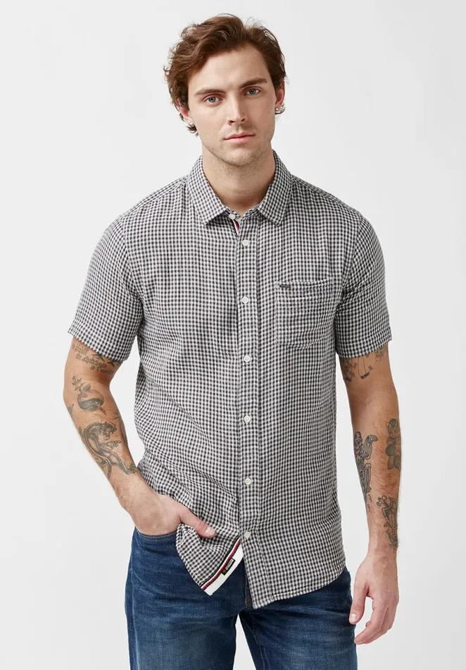 Men Saint Charcoal ShortSleeve Mens Shirt Charcoal Buffalo David Bitton Shirts