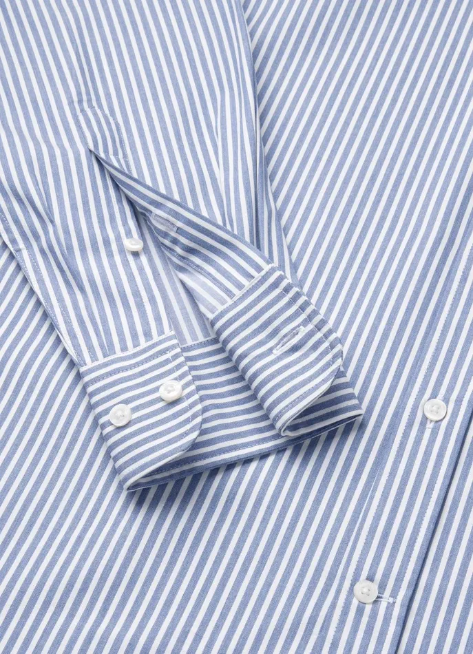 Men Shirts Faonnable Regular Fit Banker Striped Twill Shirt Dark Denim Blue