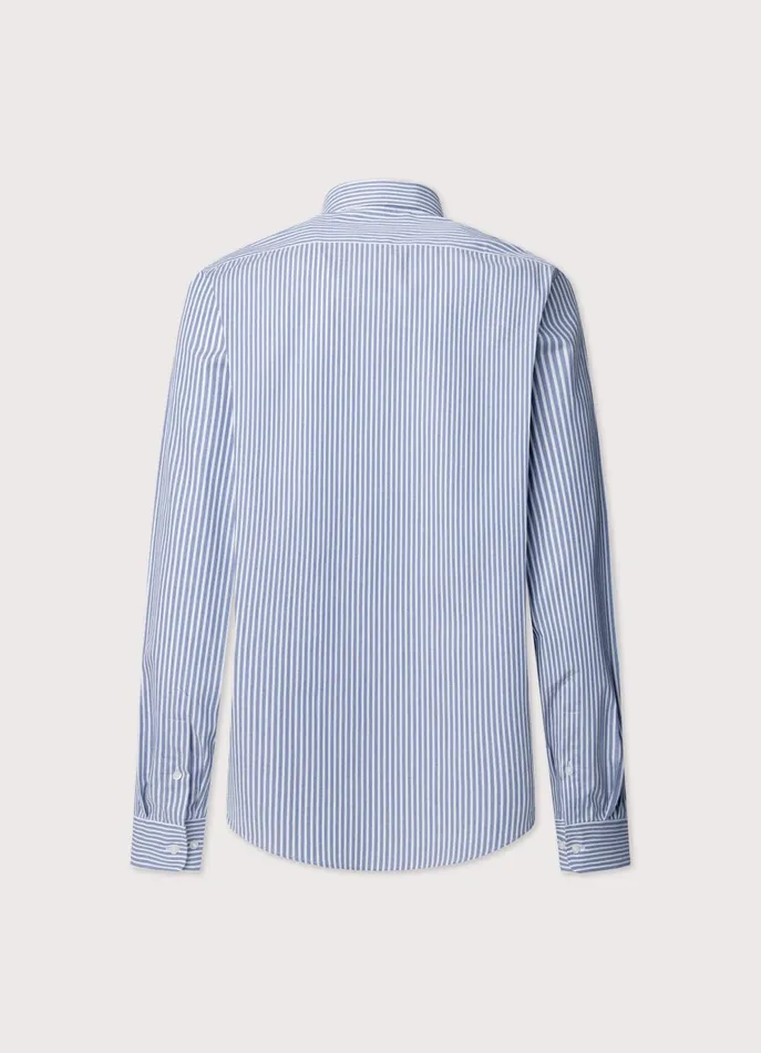 Men Shirts Faonnable Regular Fit Banker Striped Twill Shirt Dark Denim Blue