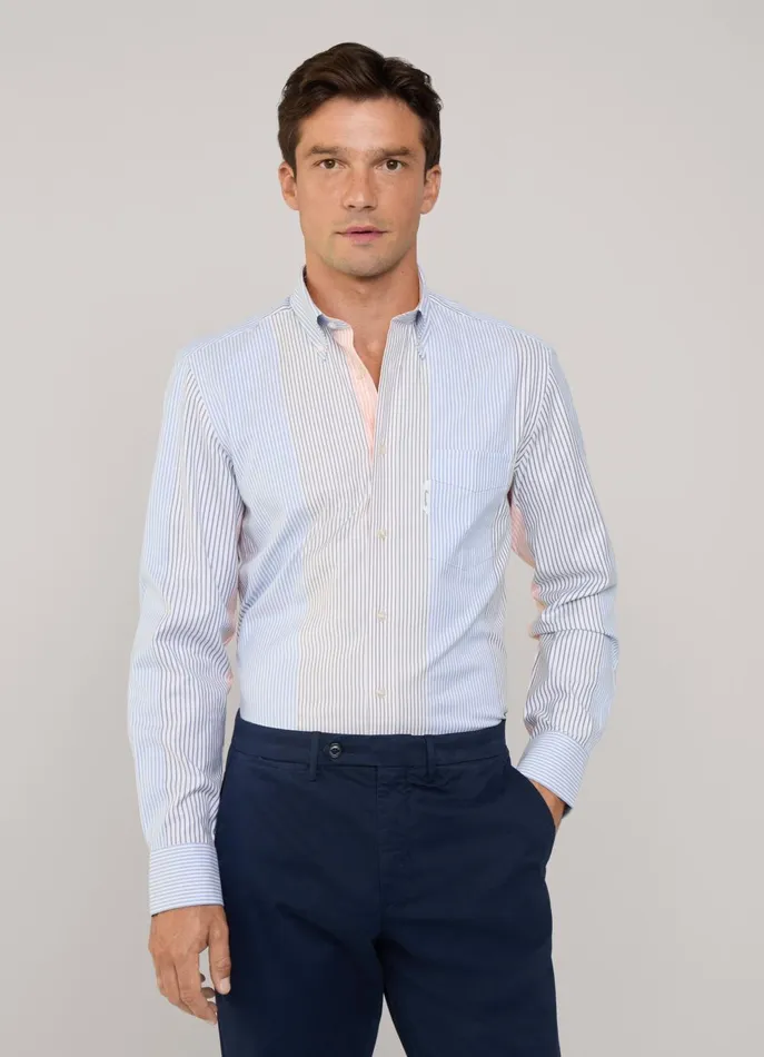 Men Shirts Faonnable Regular Fit Bayadere Striped Oxford Shirt Multi
