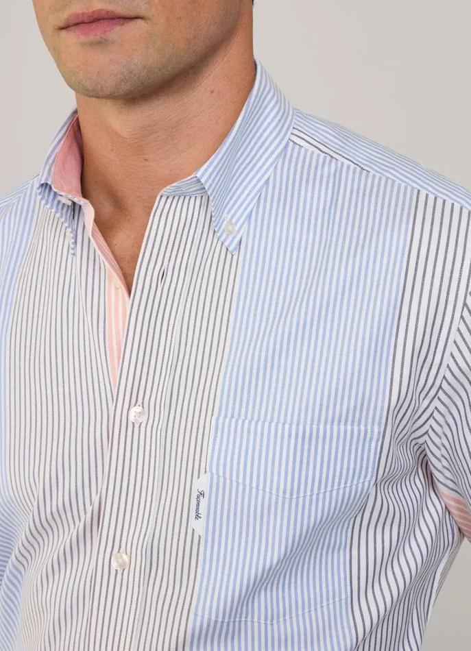 Men Shirts Faonnable Regular Fit Bayadere Striped Oxford Shirt Multi