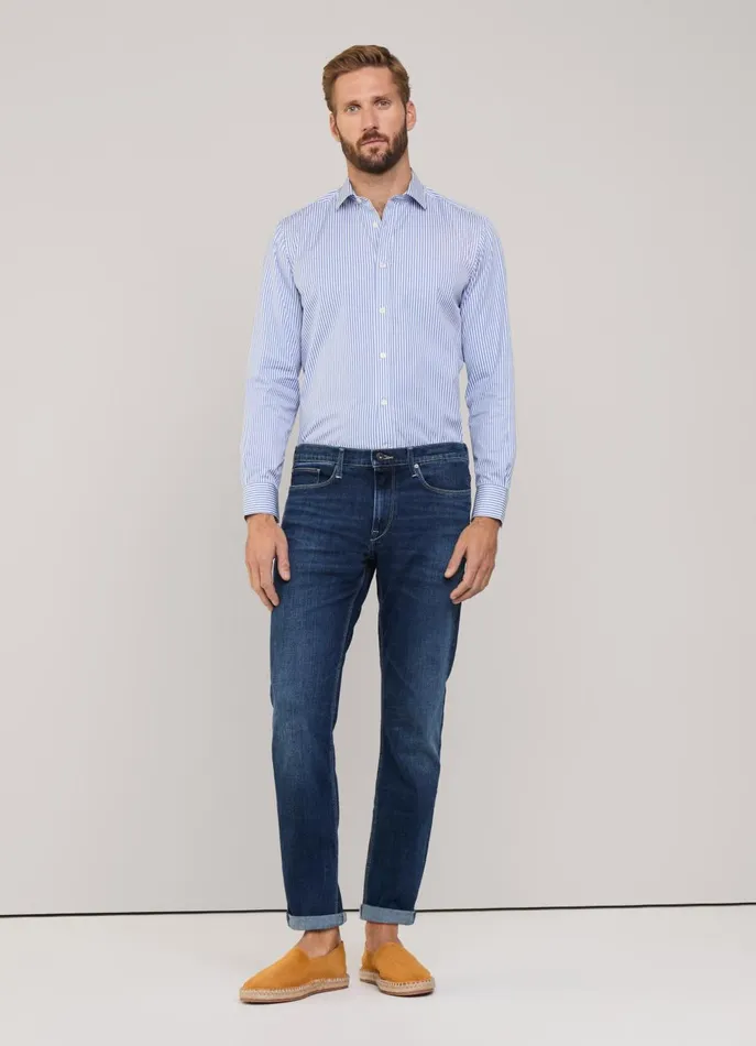Men Shirts Faonnable Regular Fit Bengal Striped Poplin Shirt Regal Blue