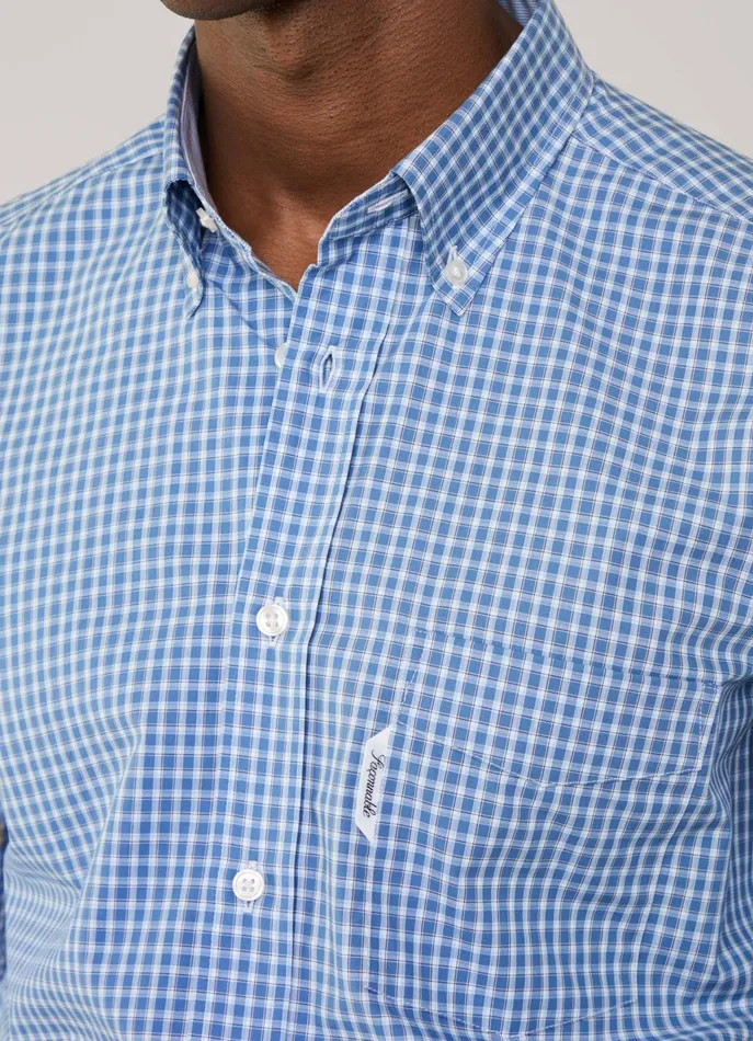 Men Shirts Faonnable Regular Fit Check Shirt Dark Denim Blue