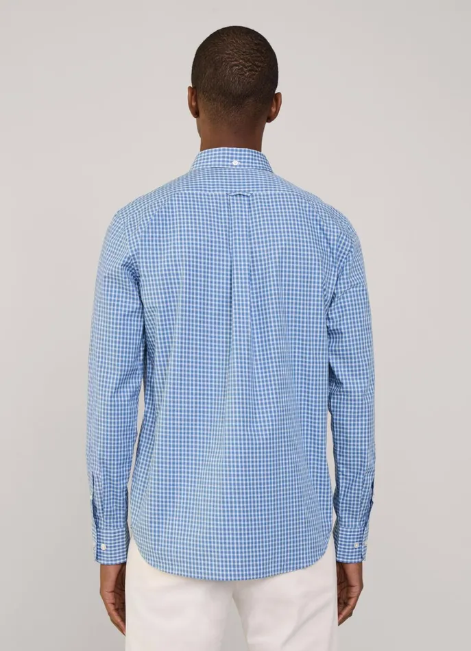 Men Shirts Faonnable Regular Fit Check Shirt Dark Denim Blue