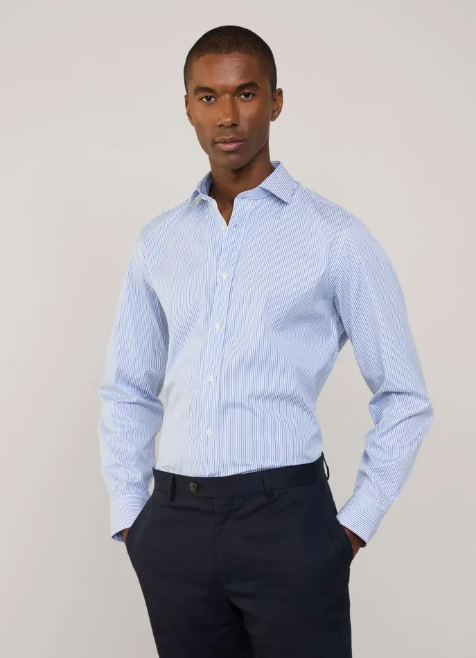 Men Shirts Faonnable Regular Fit Regimental Striped Poplin Shirt Regal Blue