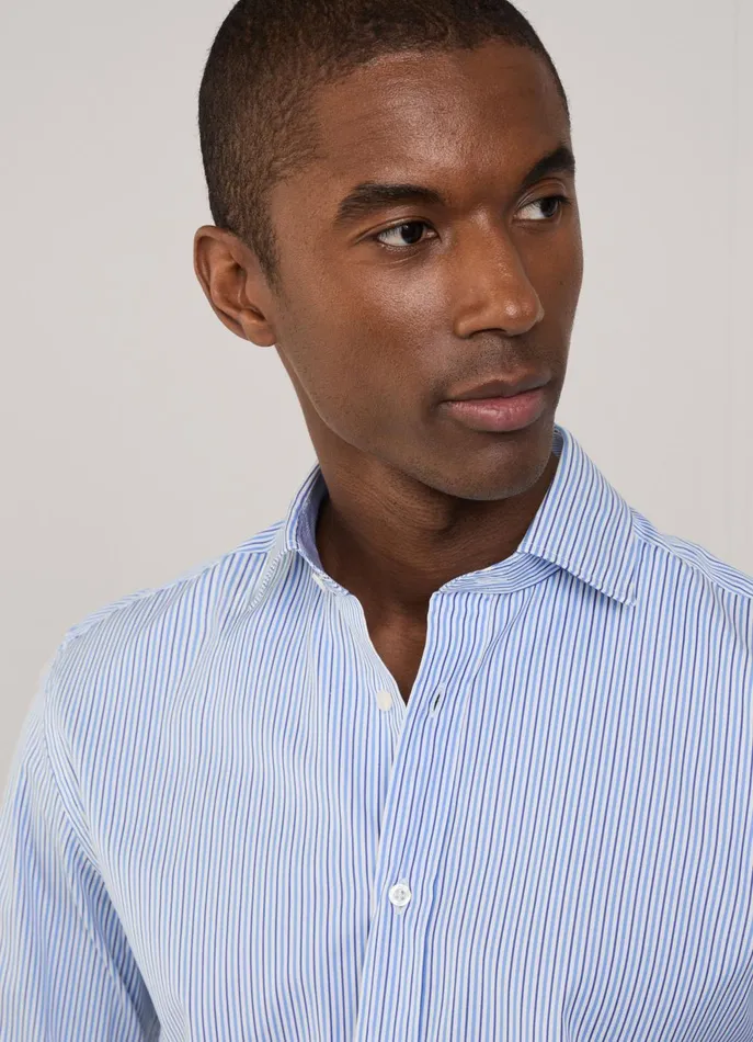 Men Shirts Faonnable Regular Fit Regimental Striped Poplin Shirt Regal Blue