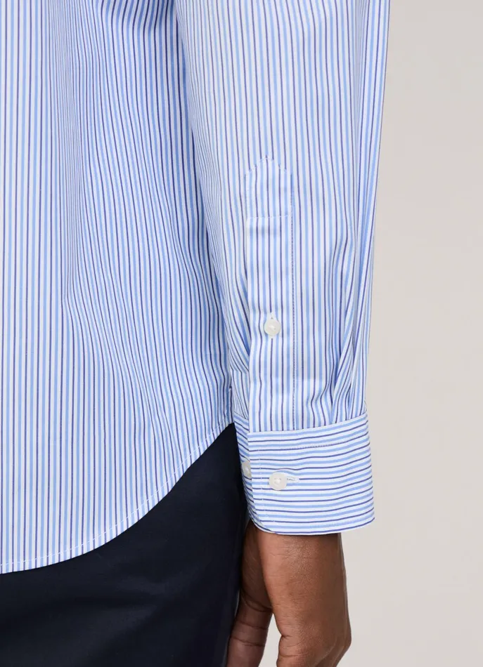 Men Shirts Faonnable Regular Fit Regimental Striped Poplin Shirt Regal Blue