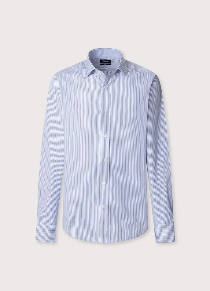 Men Shirts Faonnable Regular Fit Regimental Striped Poplin Shirt Regal Blue