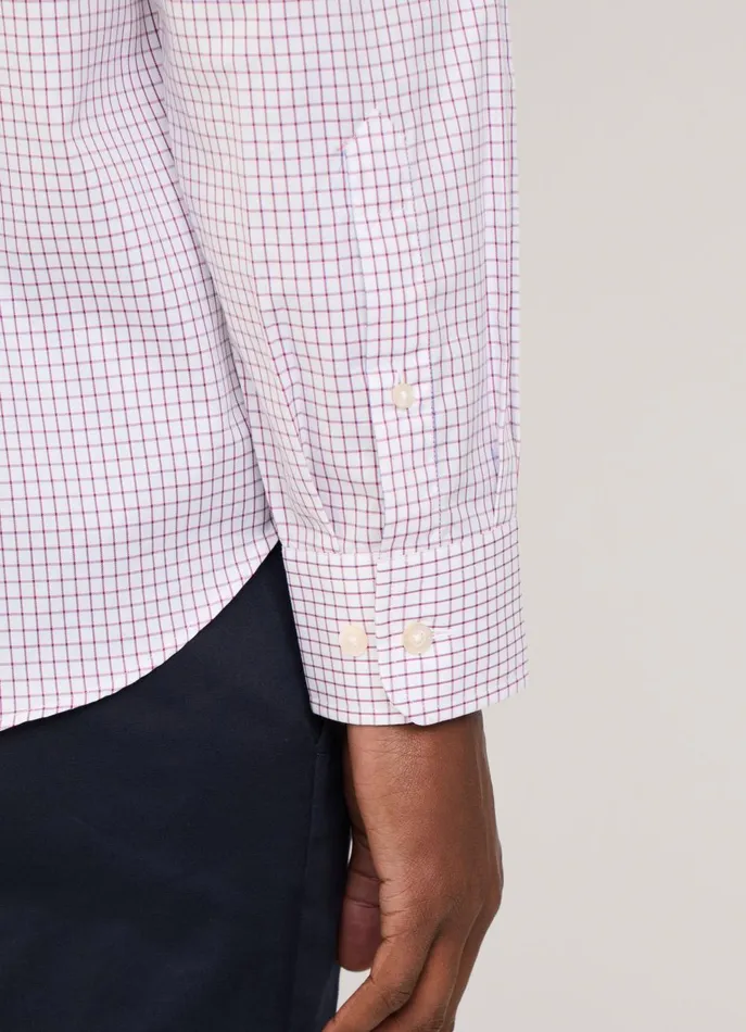 Men Shirts Faonnable Regular Fit Windowpane Poplin Shirt Poster Red