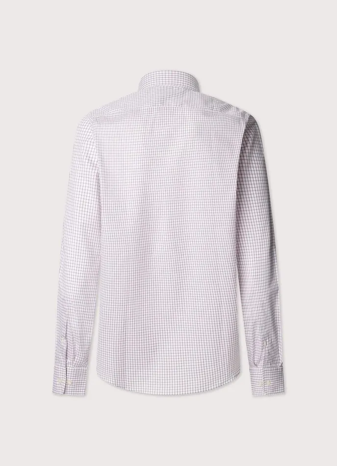 Men Shirts Faonnable Regular Fit Windowpane Poplin Shirt Poster Red
