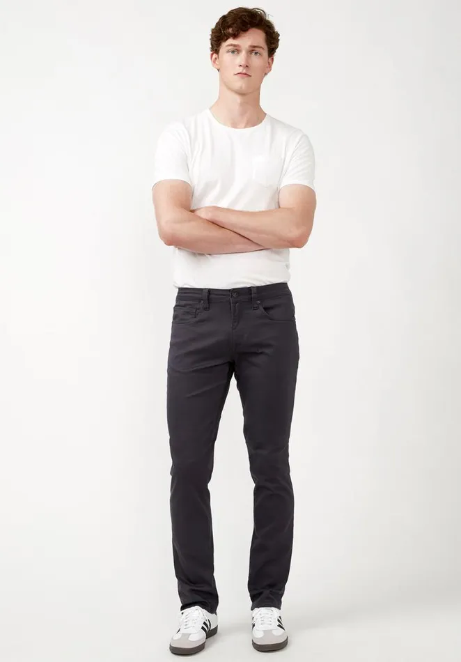 Men Slim Ash Authentic Dark Gray Twill Pants Charcoal Buffalo David Bitton Pants