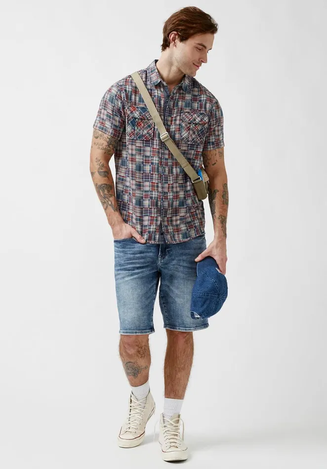 Men Soqut Garnet ShortSleeve Mens Shirt Garnet Buffalo David Bitton Shirts
